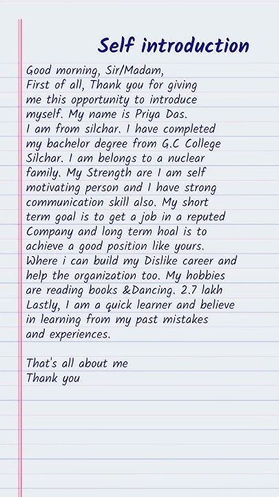 Self introduction